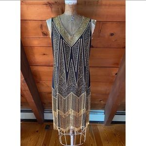 1920s style beaded deco flapper dress